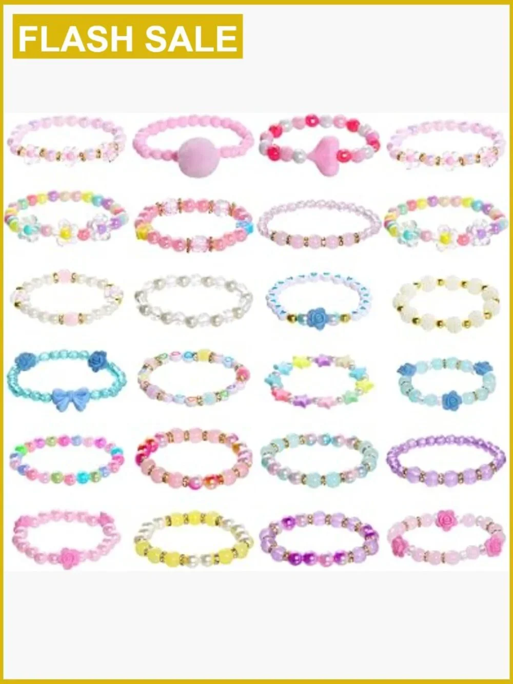 24 Pcs Princess Beaded Bracelets Girls Costume Jewelry Party Favors